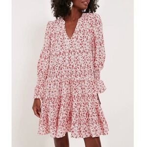 Tuckernuck Pomander Place Kenzo Dress Size XS Red Floral Long Sleeve Cottagecore